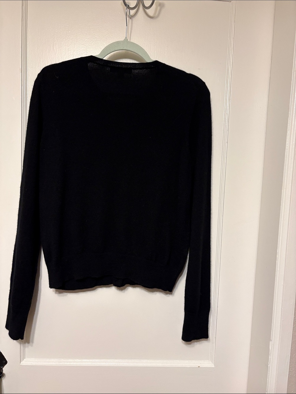 Ann Taylor 100% Cashmere Black Button-Up Crew-Neck Cardigan - Picture 3 of 8